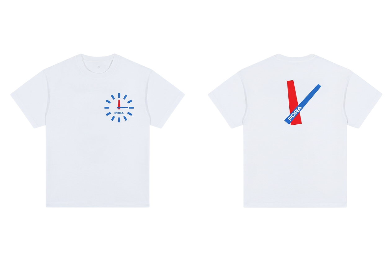 Biały t-shirt Pora z motywem zegara